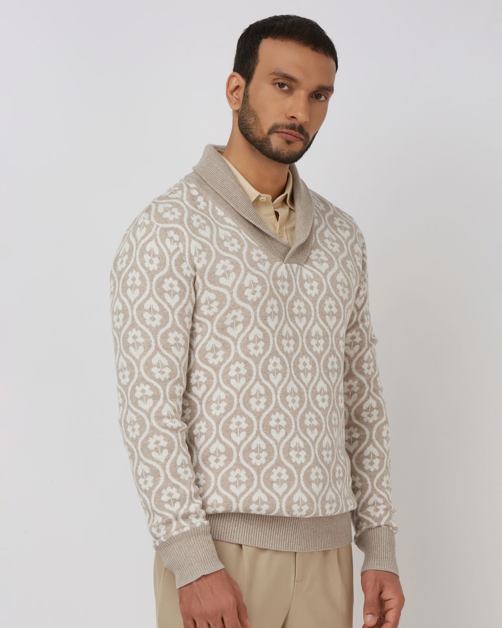 Stone Jacquard Slim Fit Sweater