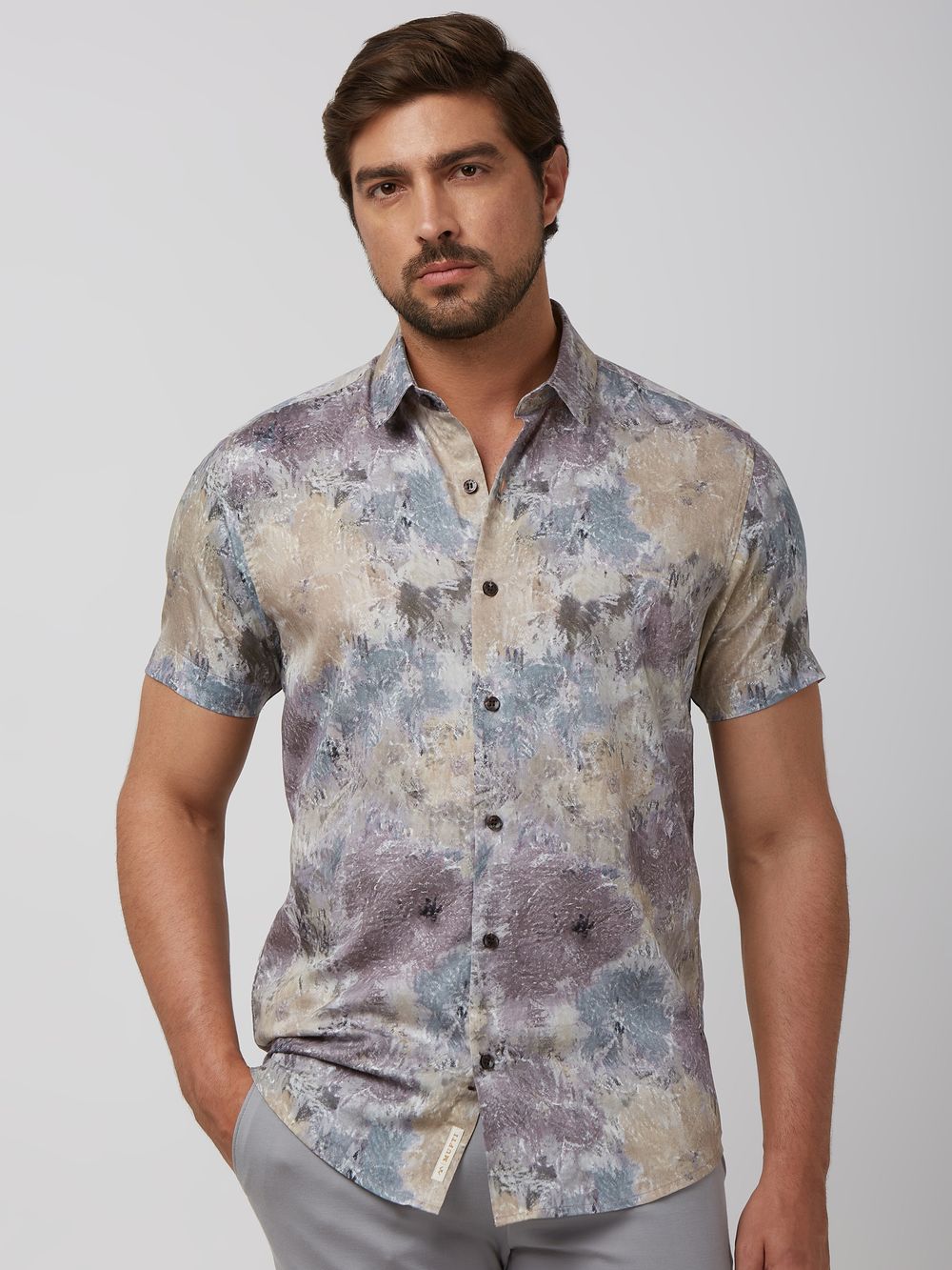 Multicolour Abstract Print Slim Fit Casual Shirt