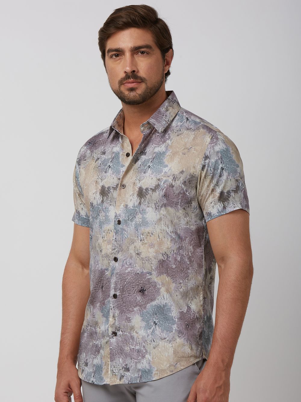 Multicolour Abstract Print Slim Fit Casual Shirt