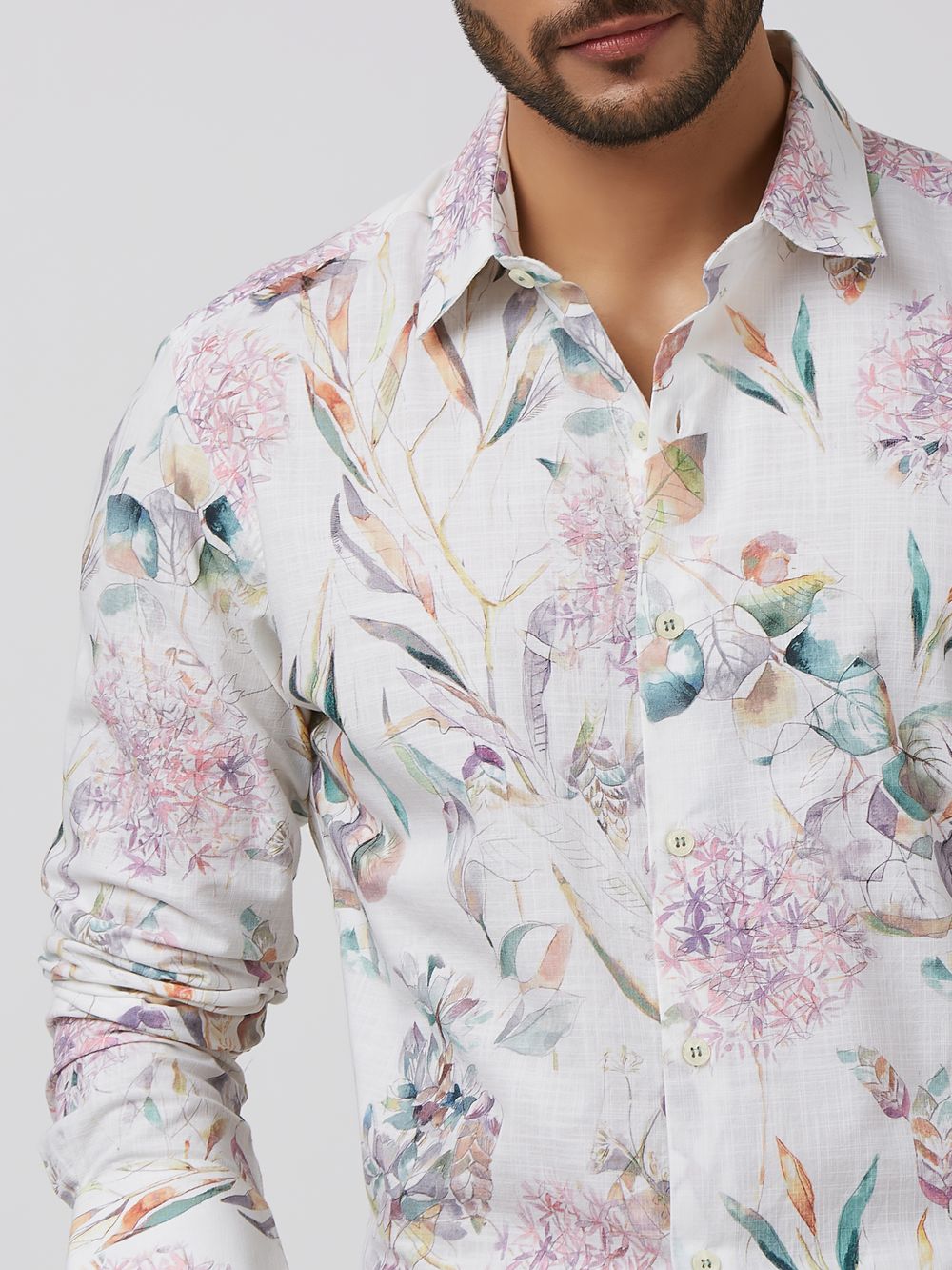 Multicolour Digital Print Slim Fit Casual Shirt