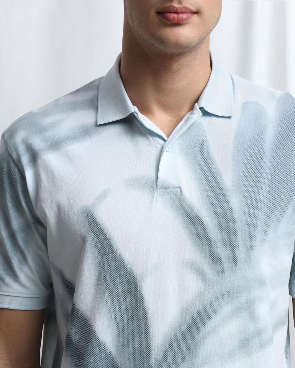 Light Blue Abstract Print Polo