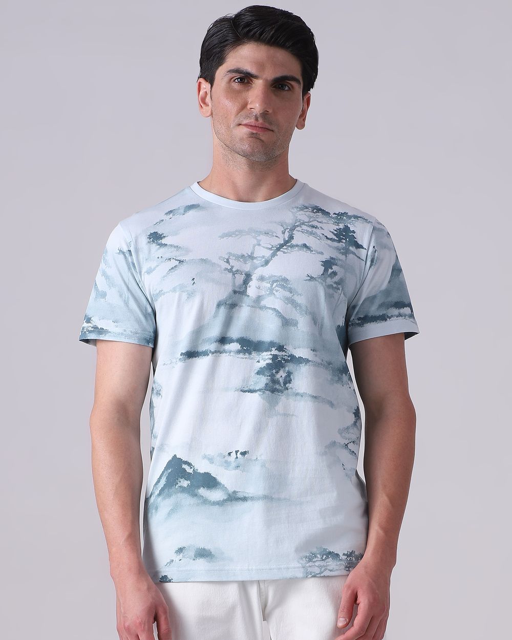 Light Blue Abstract Print T-Shirt