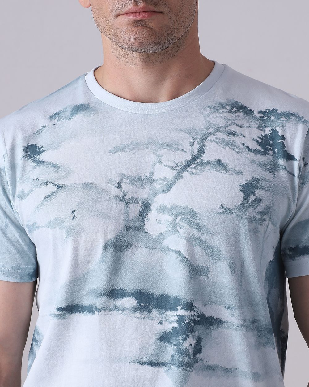 Light Blue Abstract Print T-Shirt