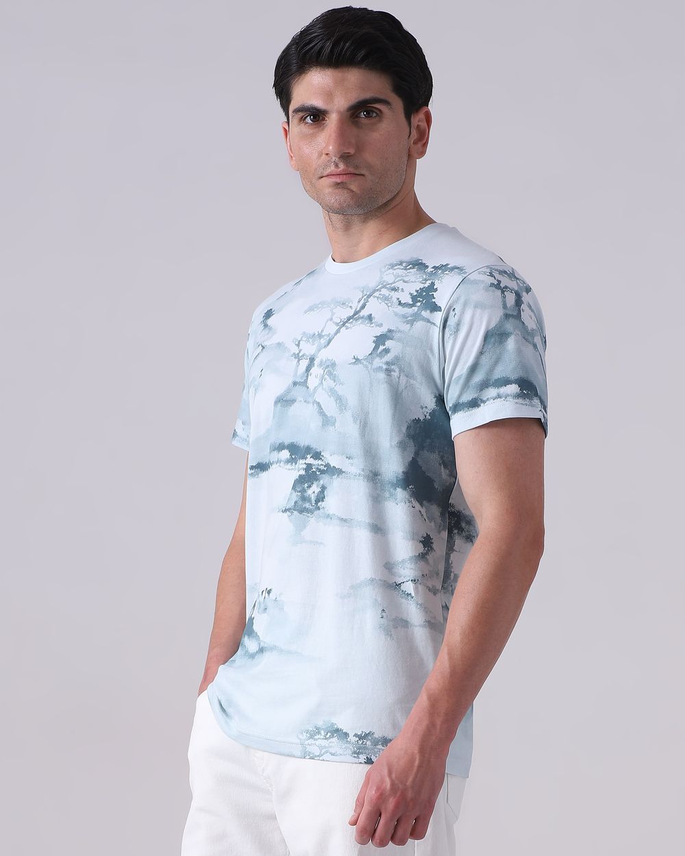 Light Blue Abstract Print T-Shirt