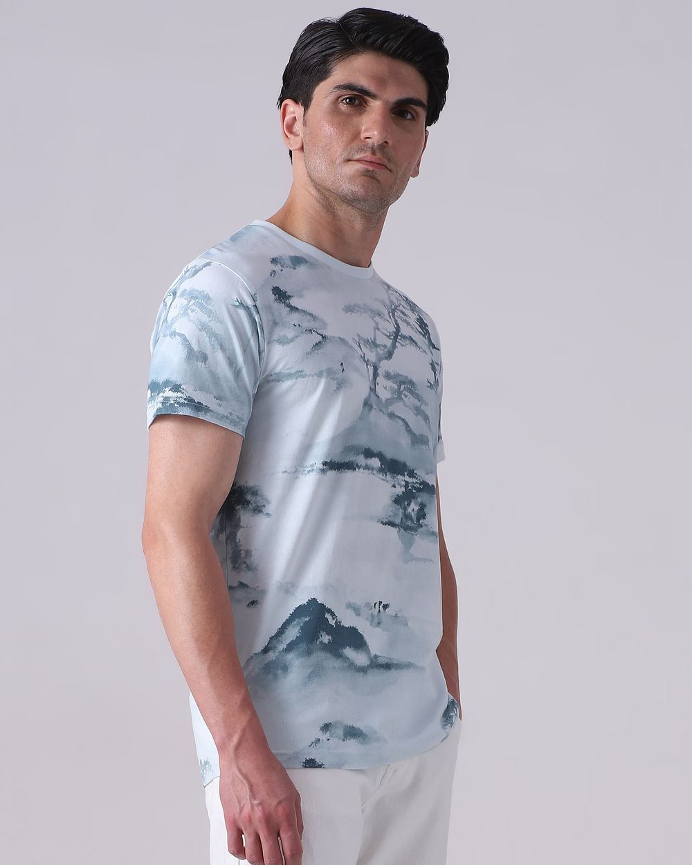 Light Blue Abstract Print T-Shirt