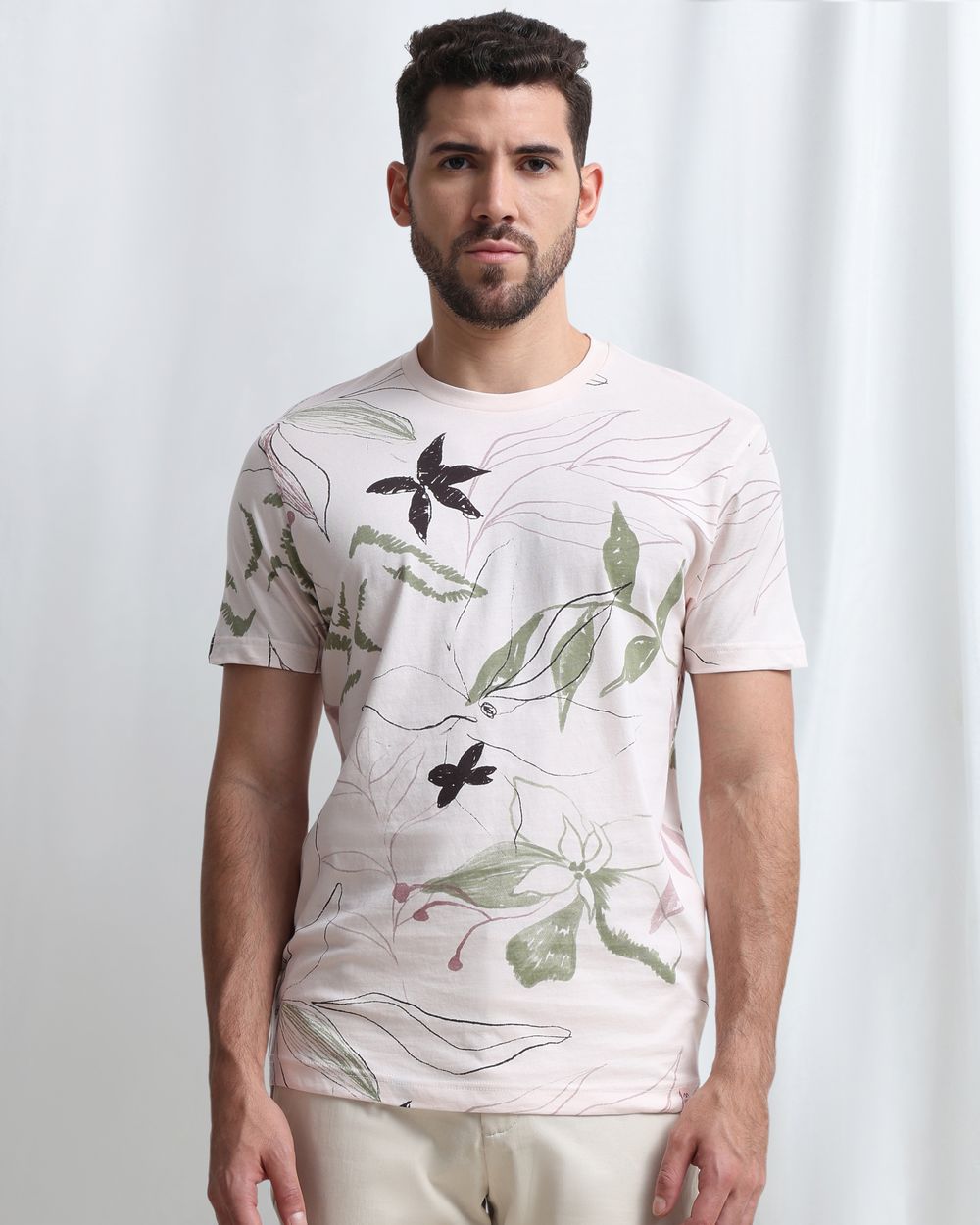 Pastel Pink Floral Print T-Shirt