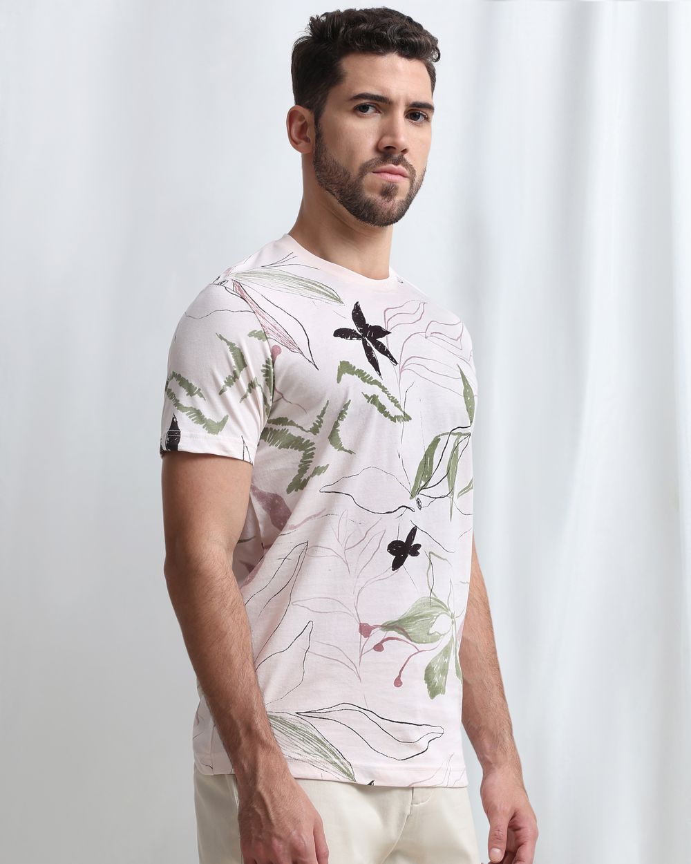 Pastel Pink Floral Print T-Shirt