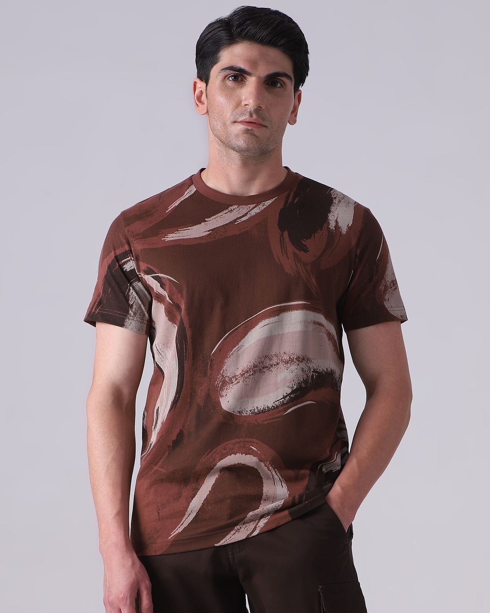 Brown Paisley Print T-Shirt