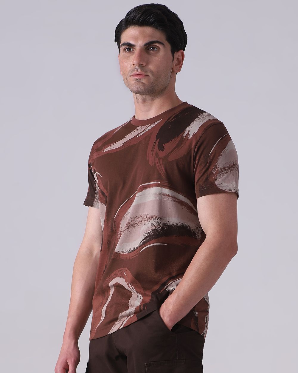 Brown Paisley Print T-Shirt