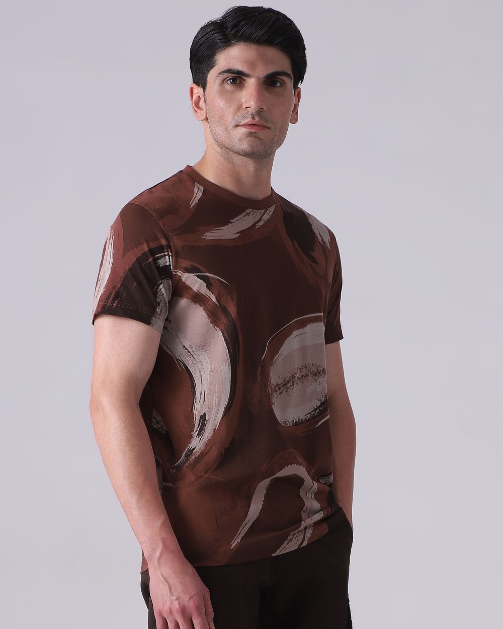 Brown Paisley Print T-Shirt