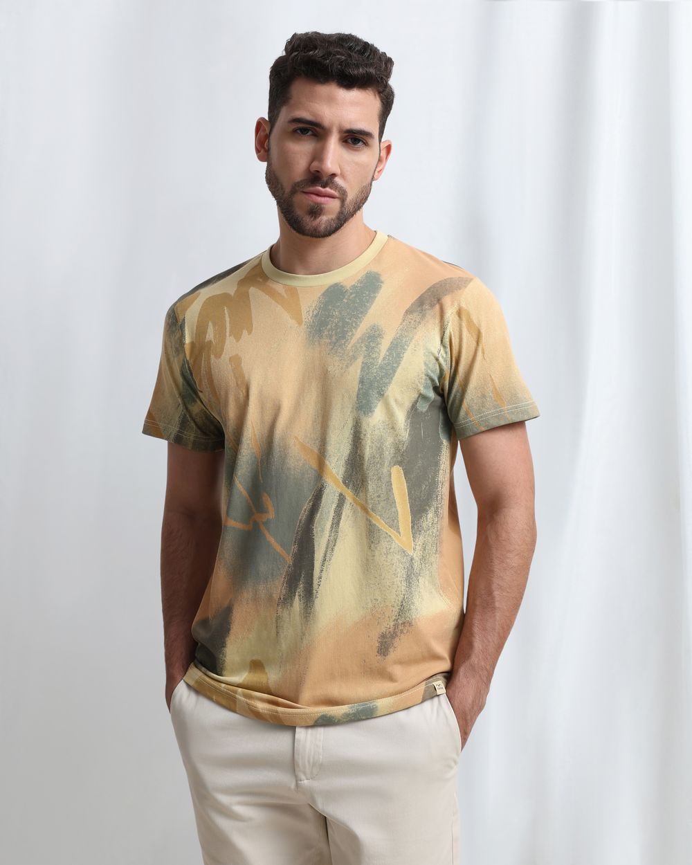 Yellow Abstract Print T-Shirt