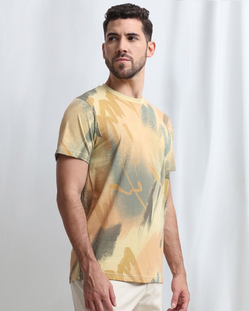 Yellow Abstract Print T-Shirt
