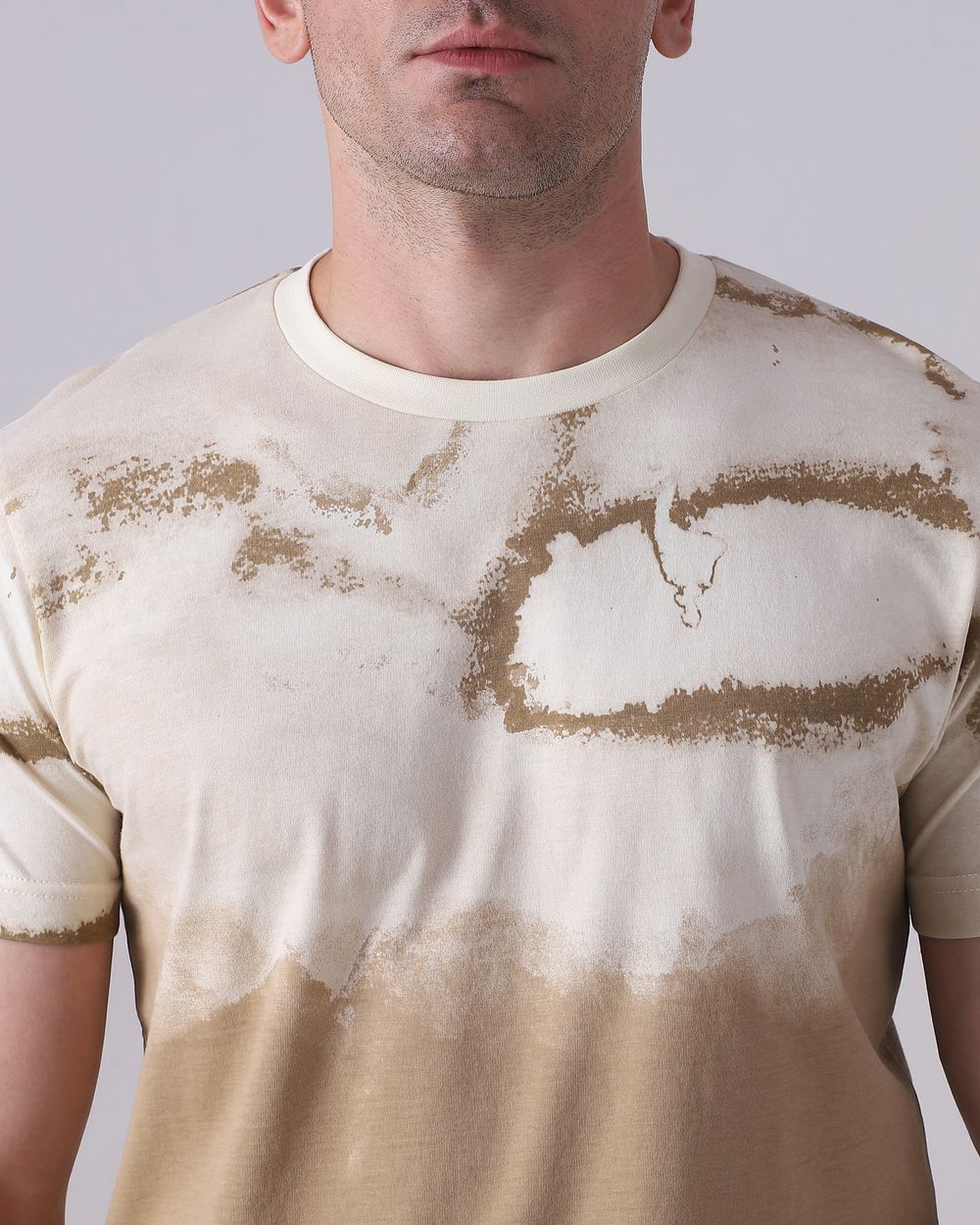 Beige Abstract Print T-Shirt