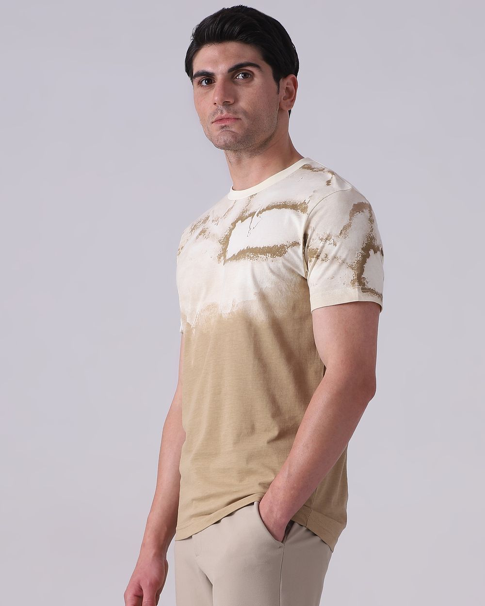 Beige Abstract Print T-Shirt