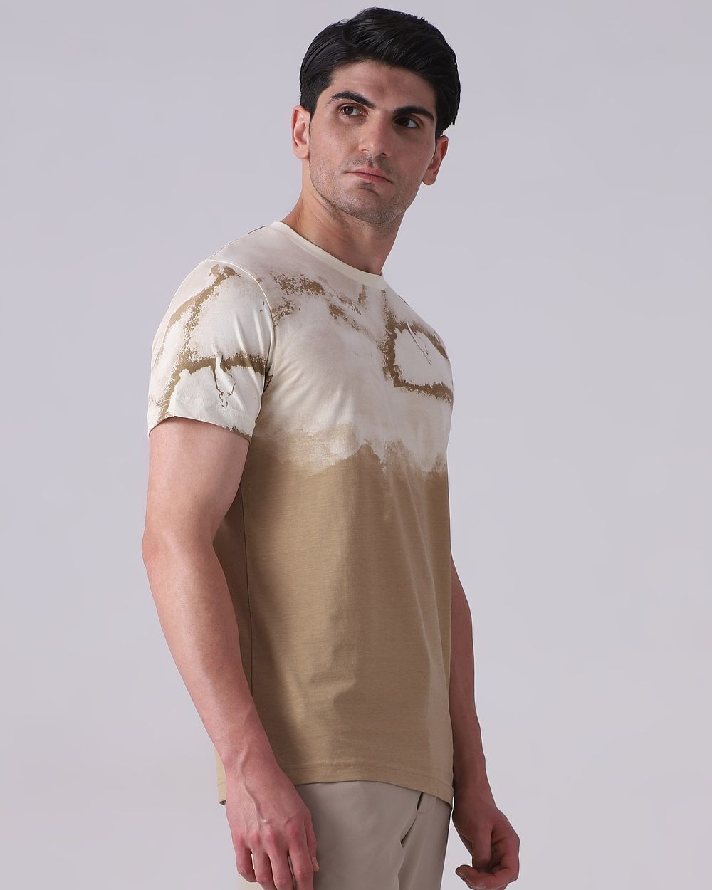 Beige Abstract Print T-Shirt