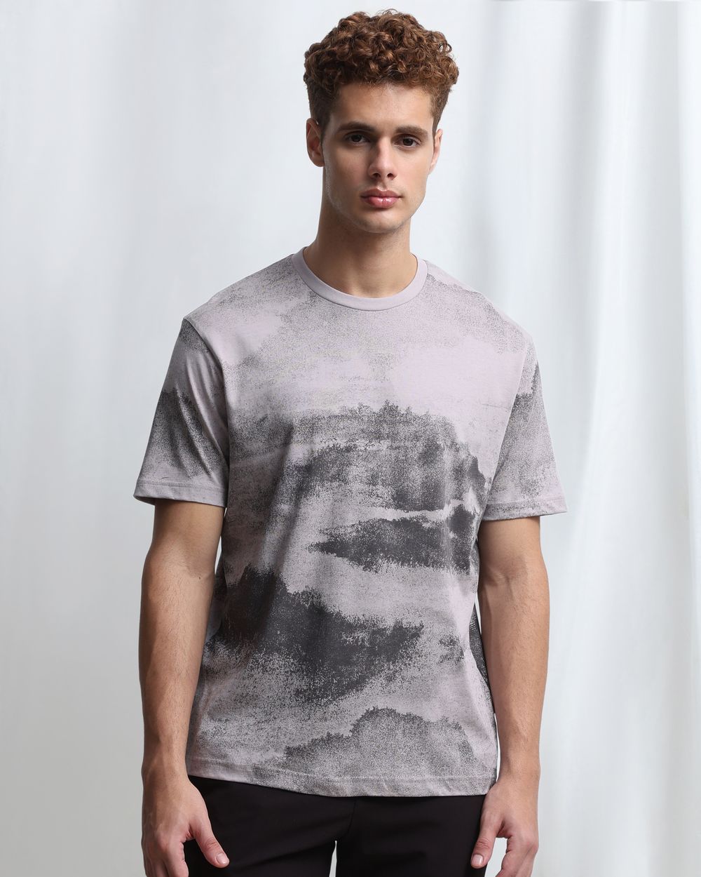 Light Grey Abstract Print T-Shirt