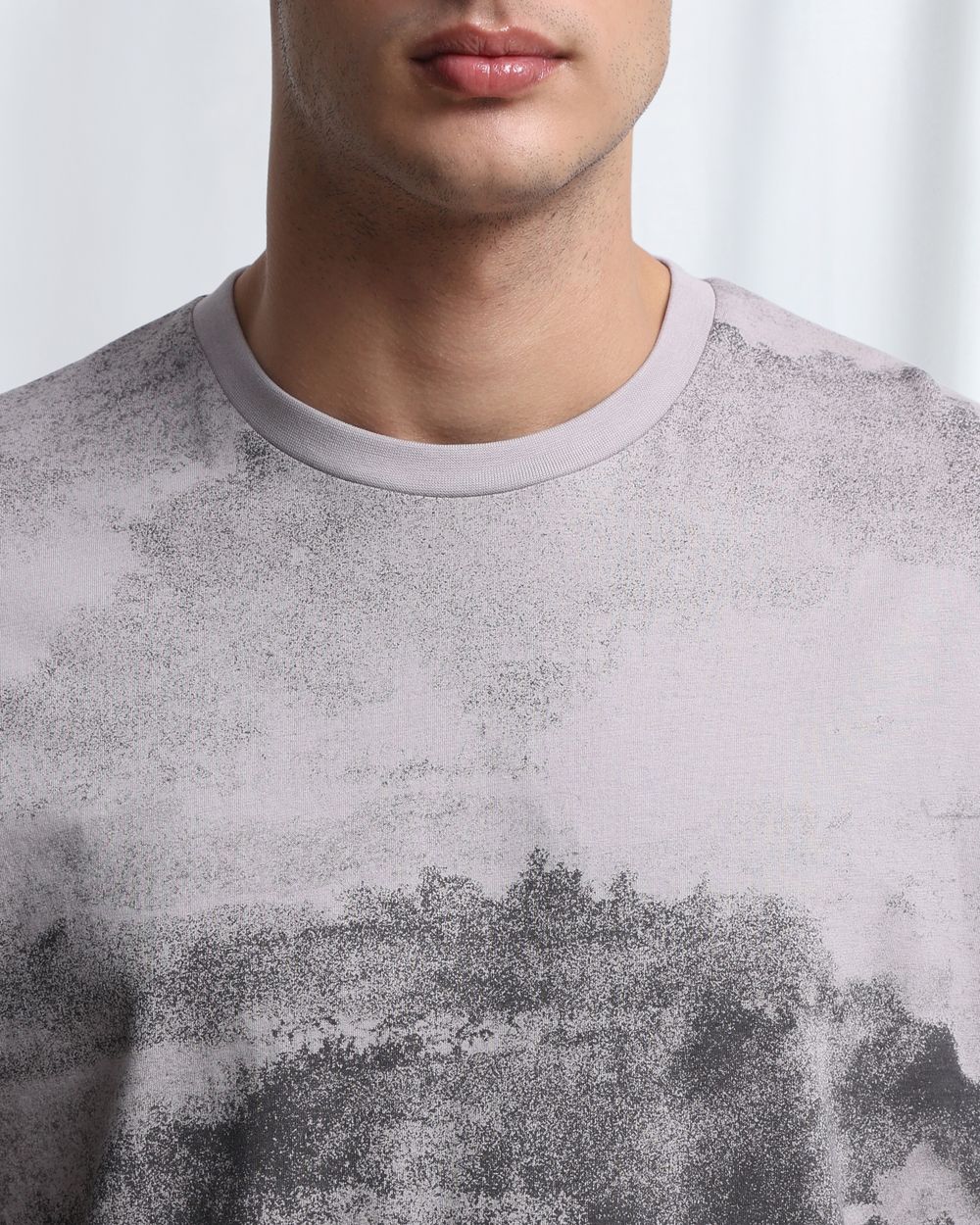Light Grey Abstract Print T-Shirt