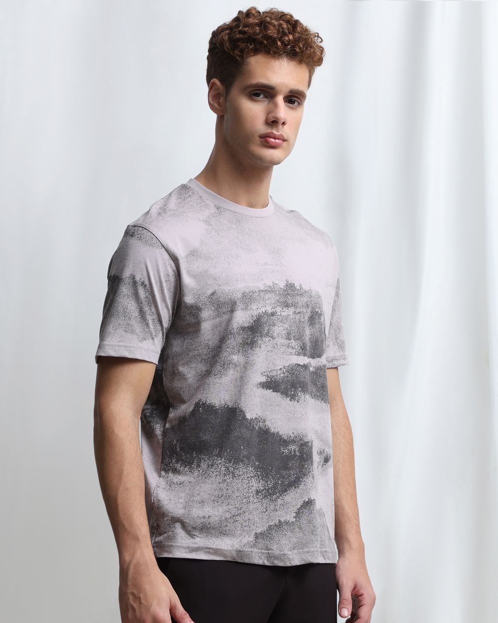 Light Grey Abstract Print T-Shirt
