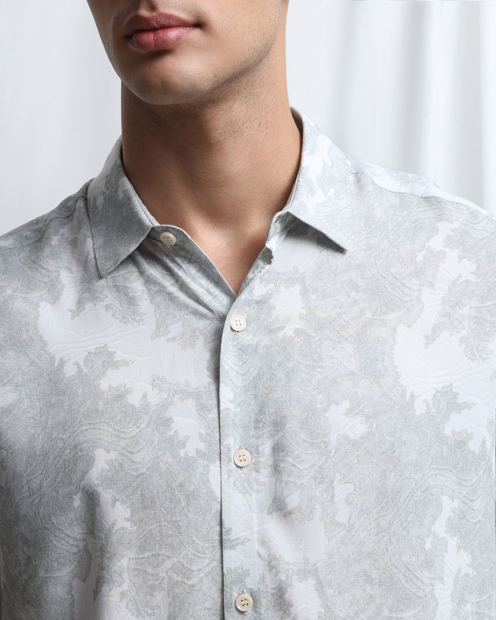 Sage Digital Print Viscose Slim Fit Casual Shirt
