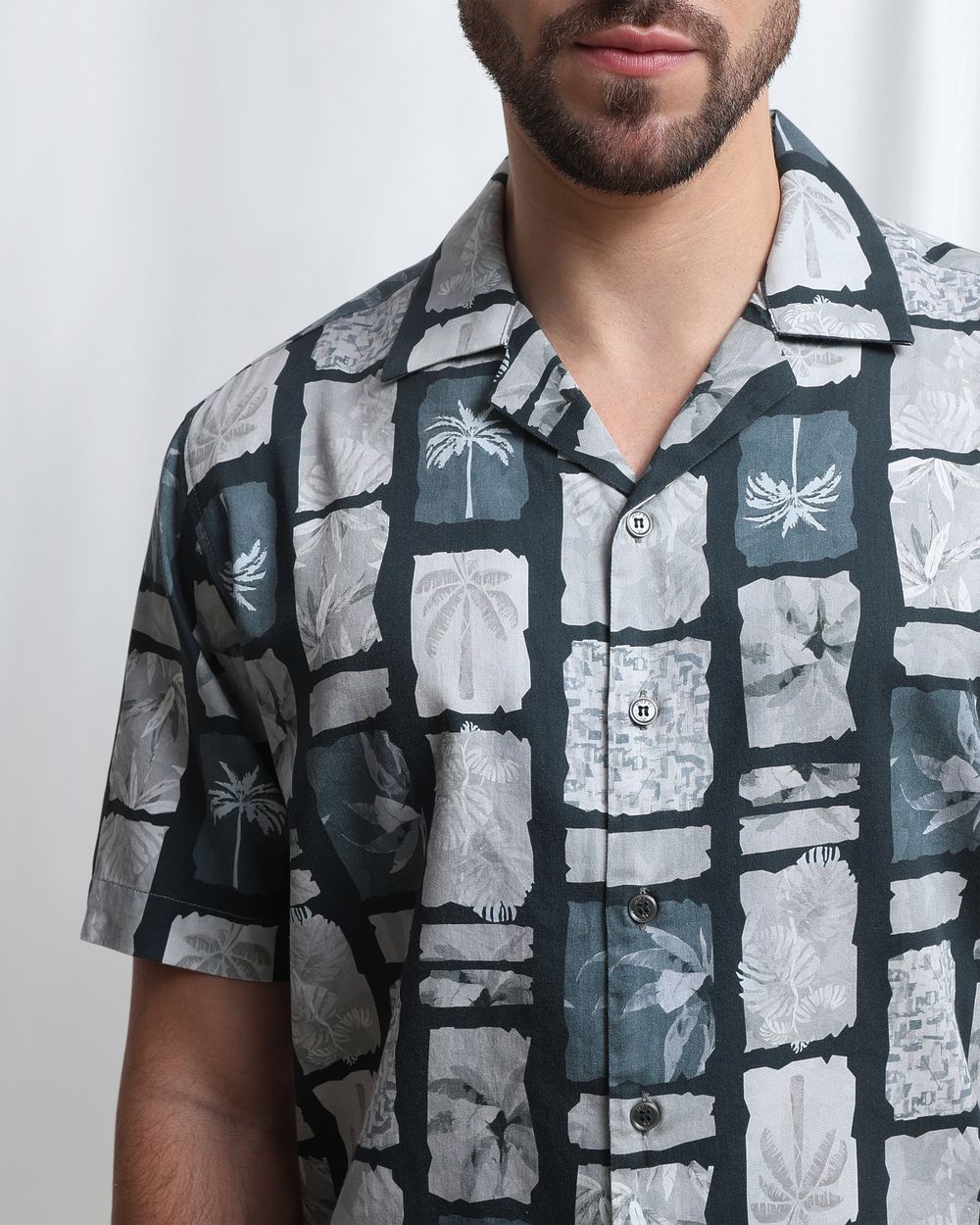 Dark Green Resort Print Relaxed Fit Casual Shirt