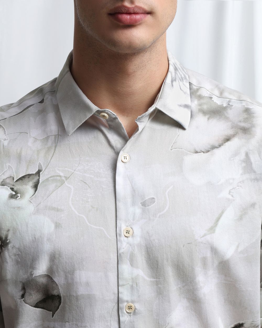 Sage Digital Print Slim Fit Casual Shirt
