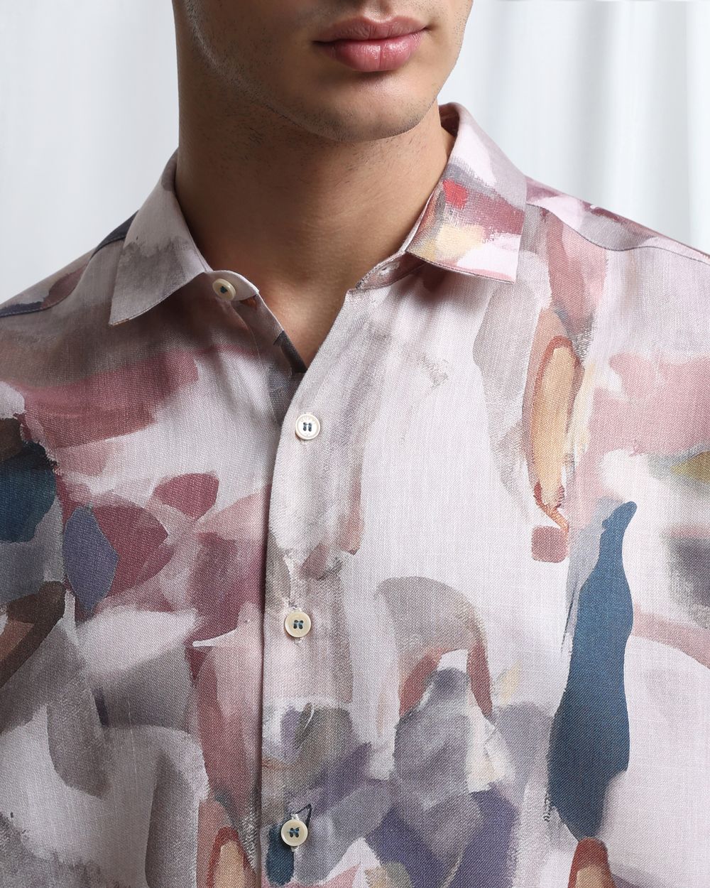 Multi Abstract Print Slim Fit Casual Shirt