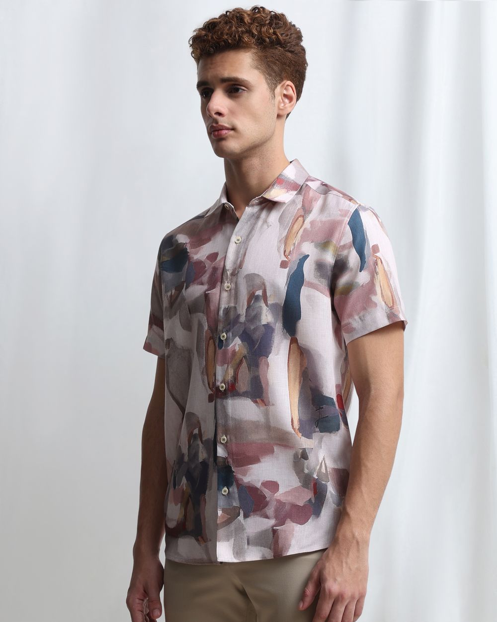 Multi Abstract Print Slim Fit Casual Shirt