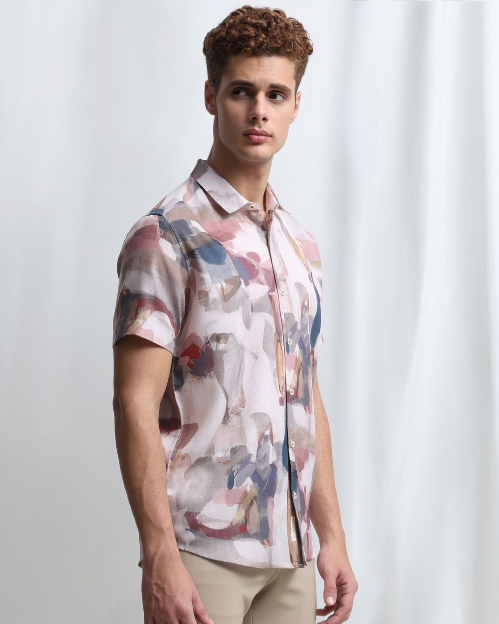 Multi Abstract Print Slim Fit Casual Shirt
