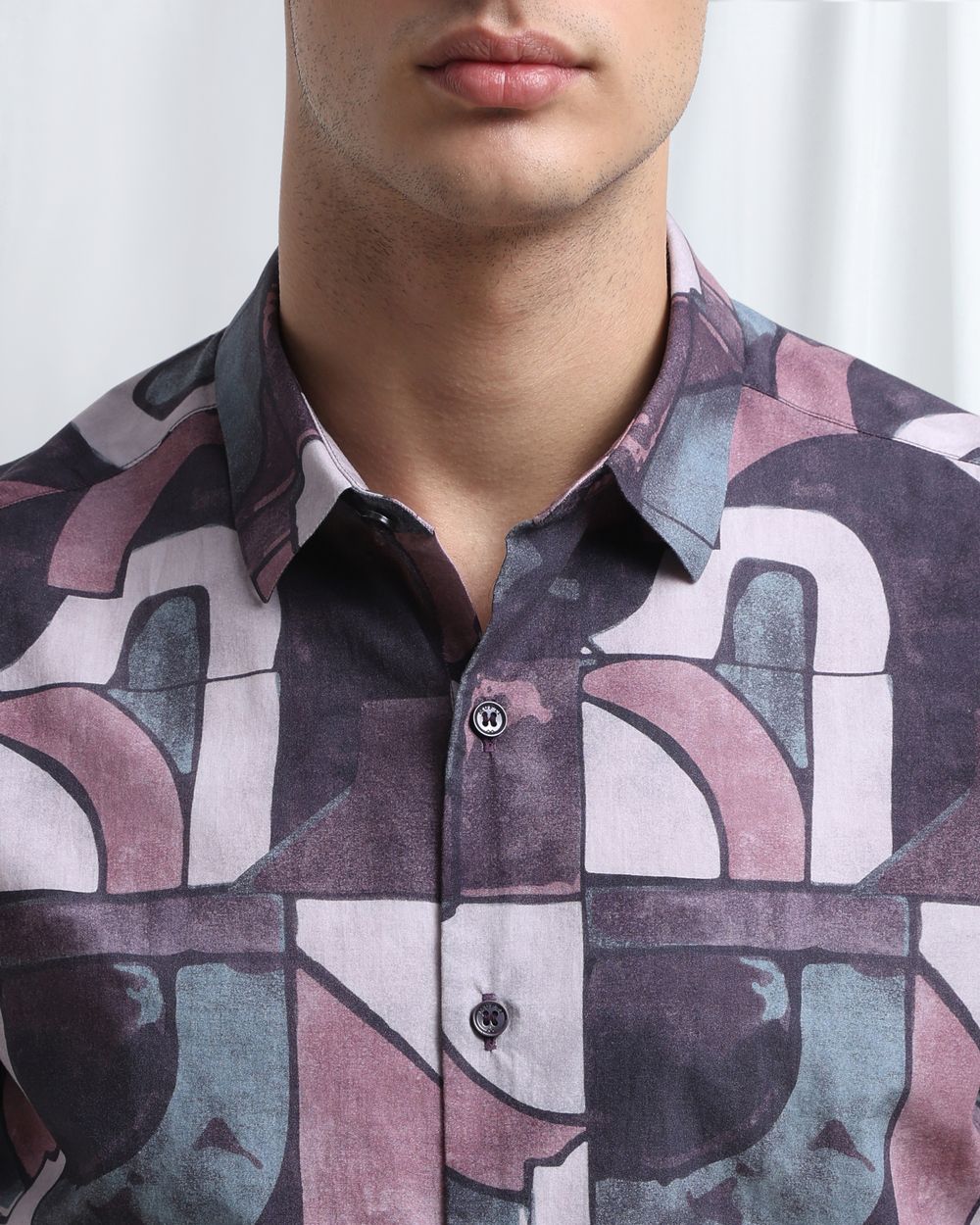 Plum Digital Print Slim Fit Casual Shirt