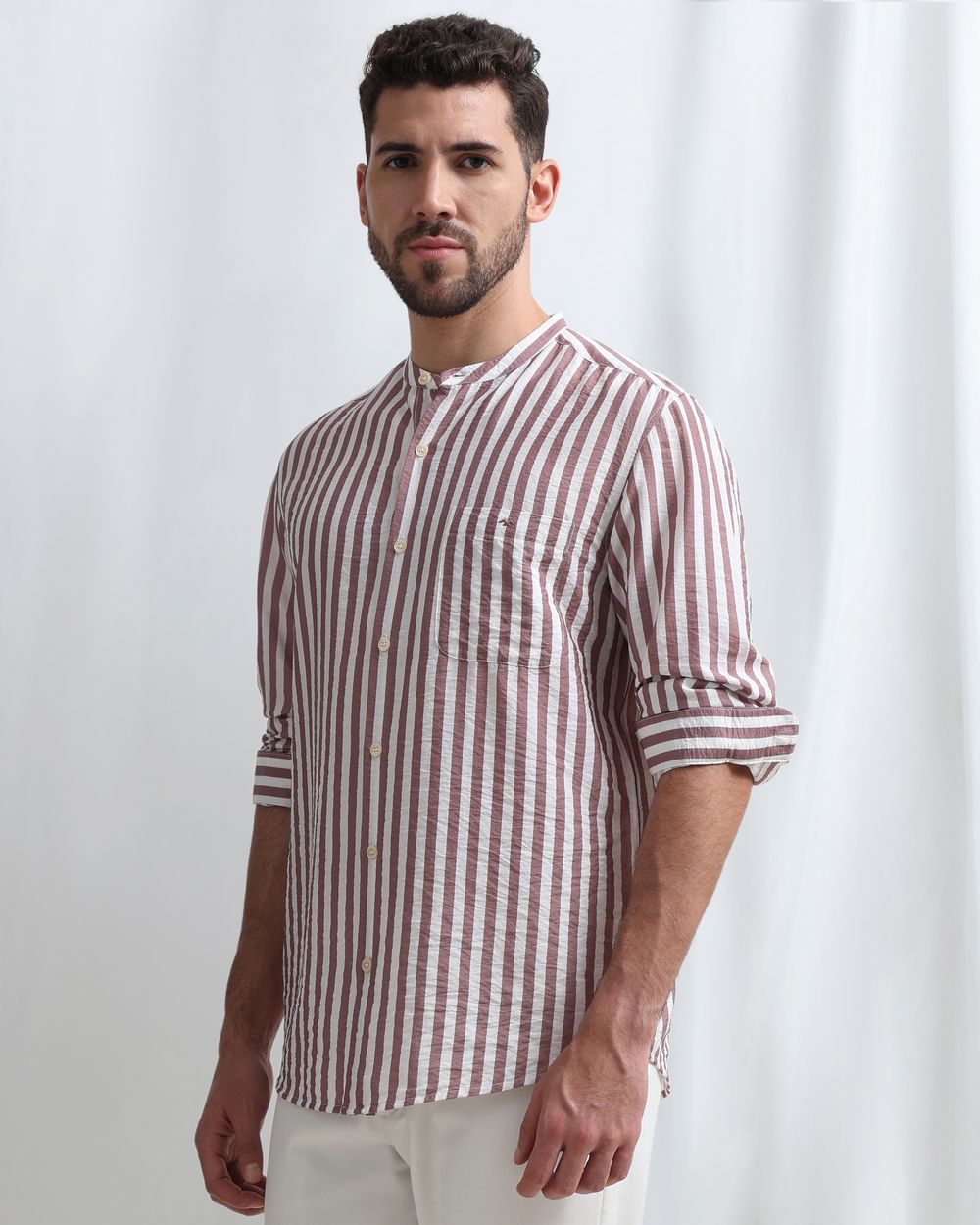 Pink Candy Stripe Slim Fit Casual Shirt