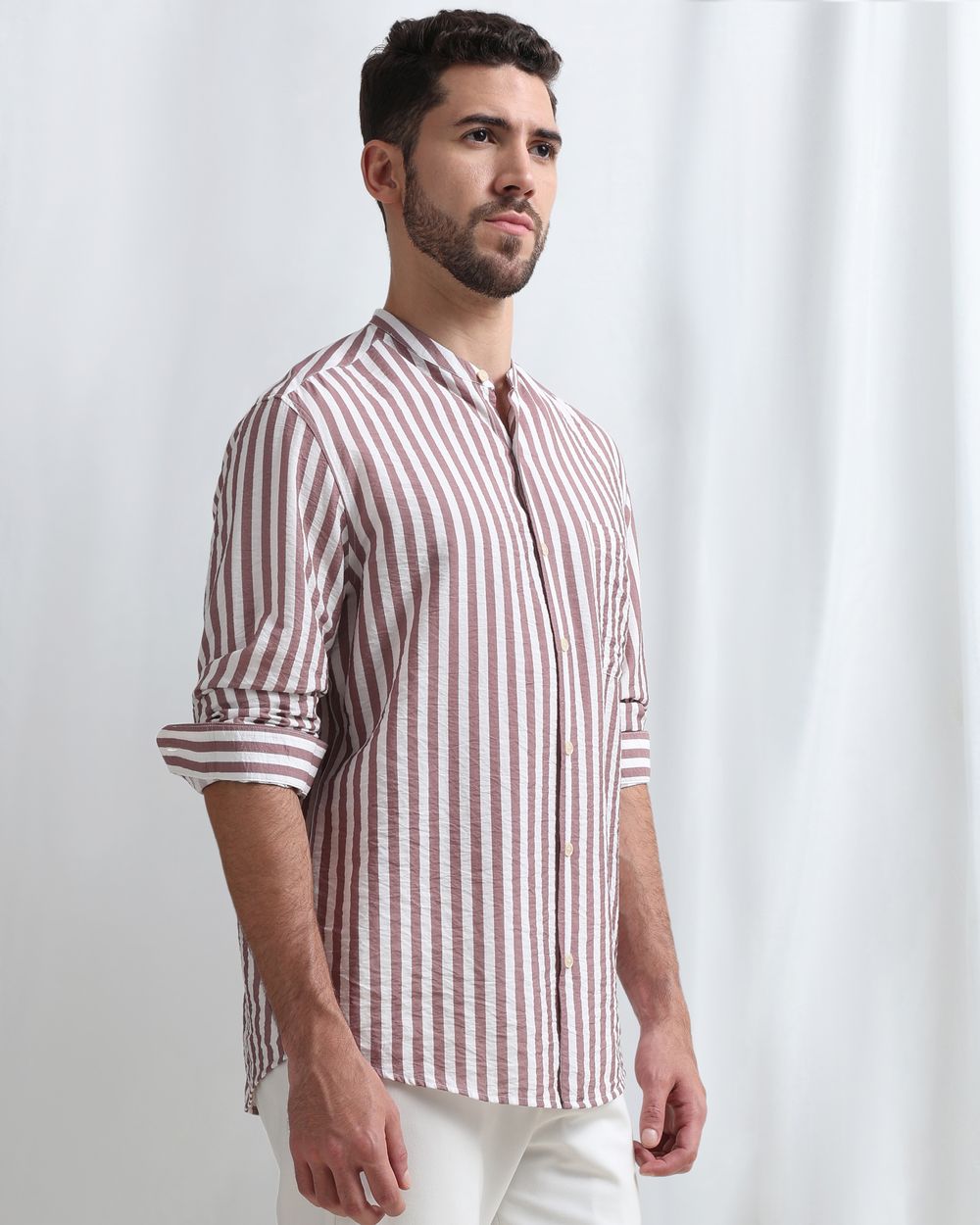 Pink Candy Stripe Slim Fit Casual Shirt