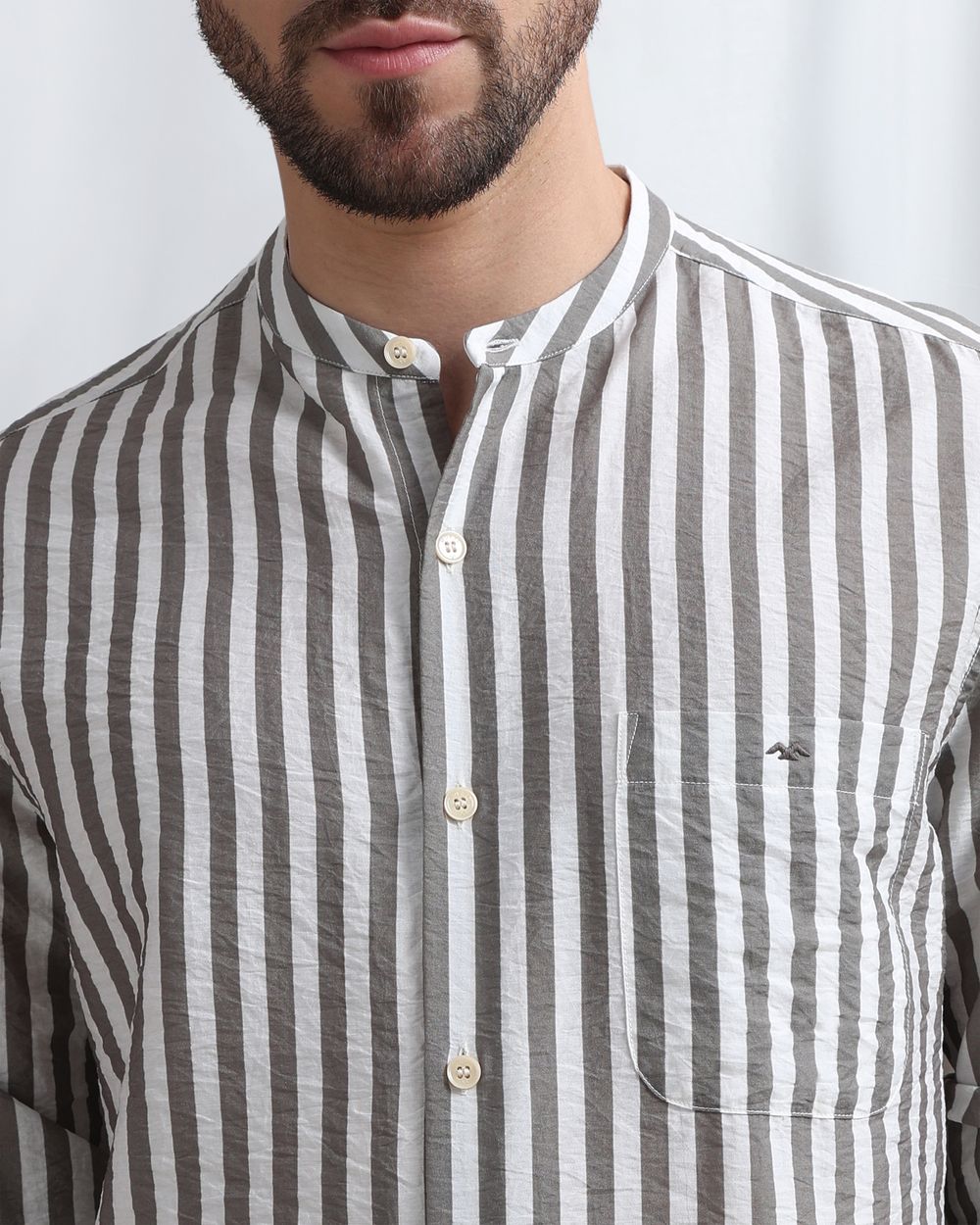 Grey Candy Stripe Slim Fit Casual Shirt