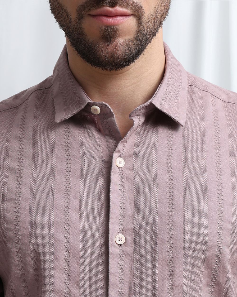 Pink Dobby Stripe Slim Fit Casual Shirt