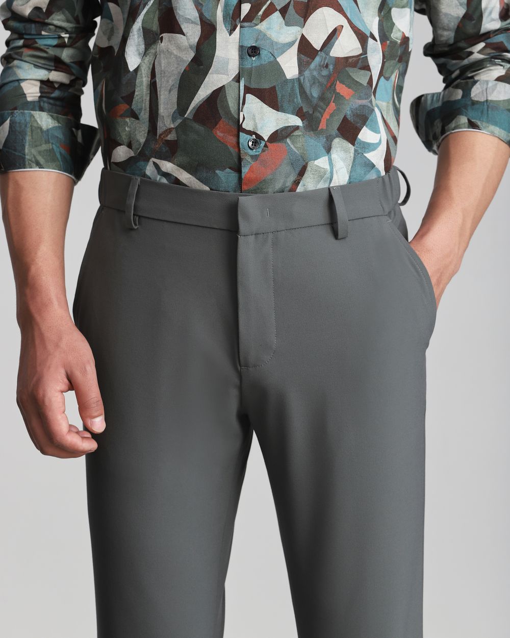 Olive Slim Fit Flat Front Pants