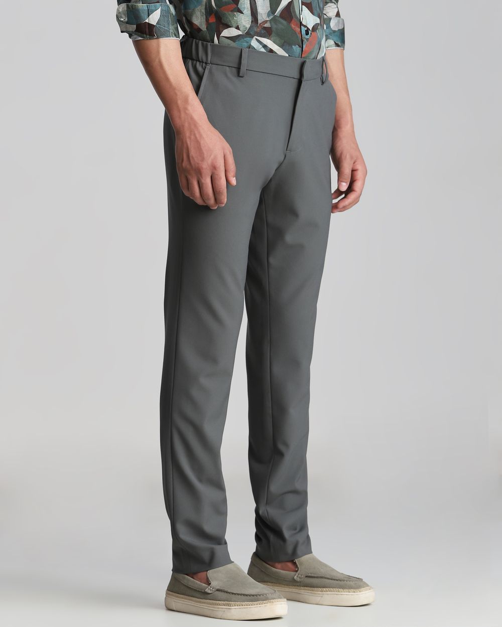Olive Slim Fit Flat Front Pants
