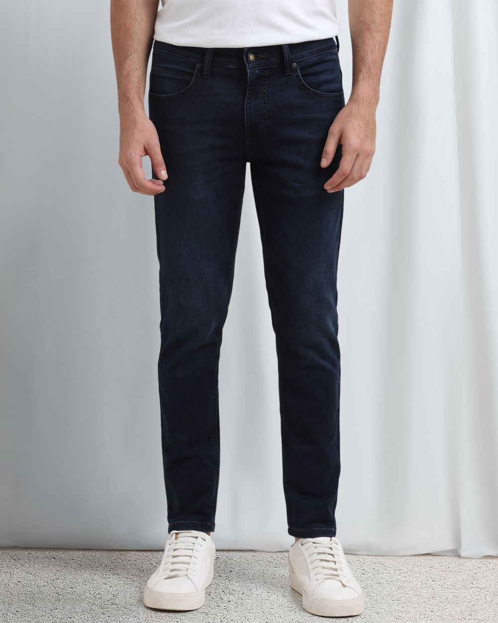 Deep Indigo Blue Ankle Length Denim Deluxe Stretch