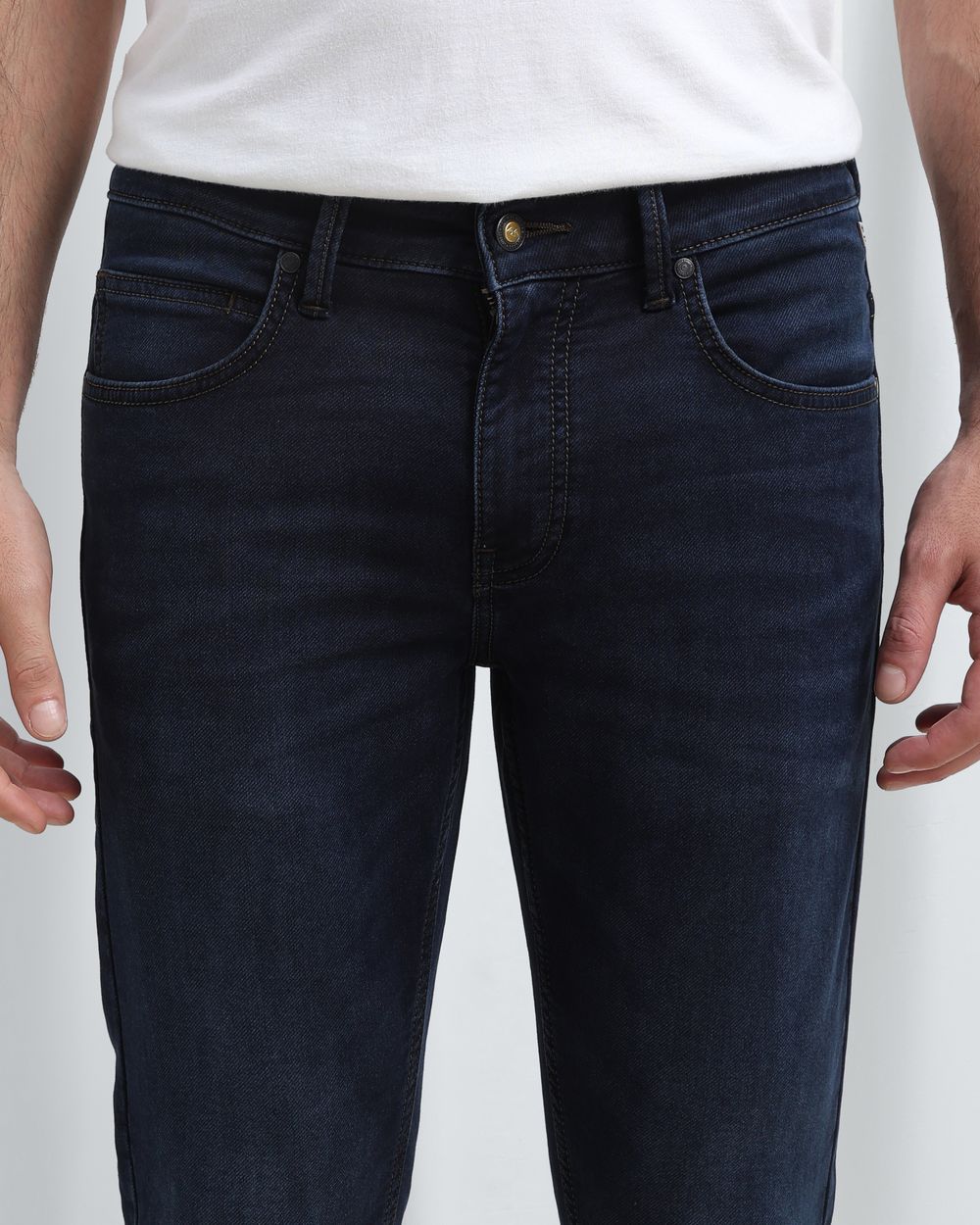 Deep Indigo Blue Ankle Length Denim Deluxe Stretch