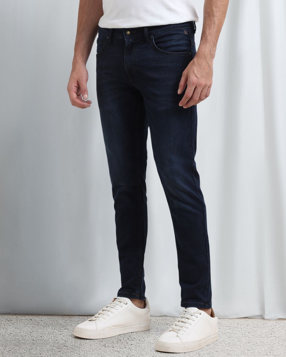 Deep Indigo Blue Ankle Length Denim Deluxe Stretch