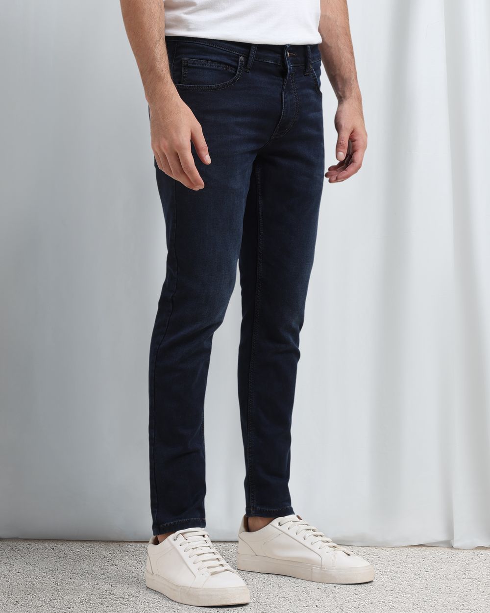 Deep Indigo Blue Ankle Length Denim Deluxe Stretch
