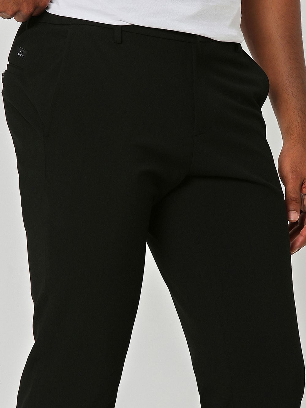 Black Slim Fit Flat Front Pants