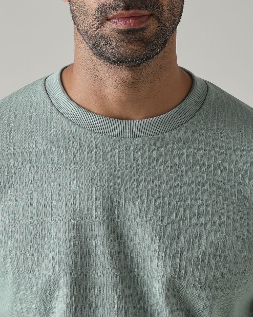 Green Textured Plain T-Shirt