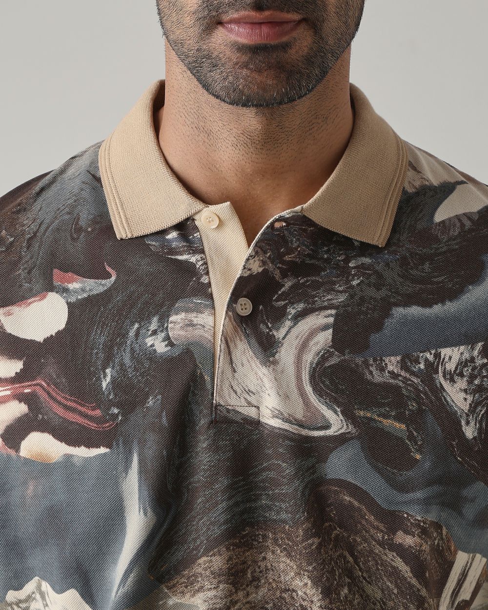 Brown Resort Print Polo