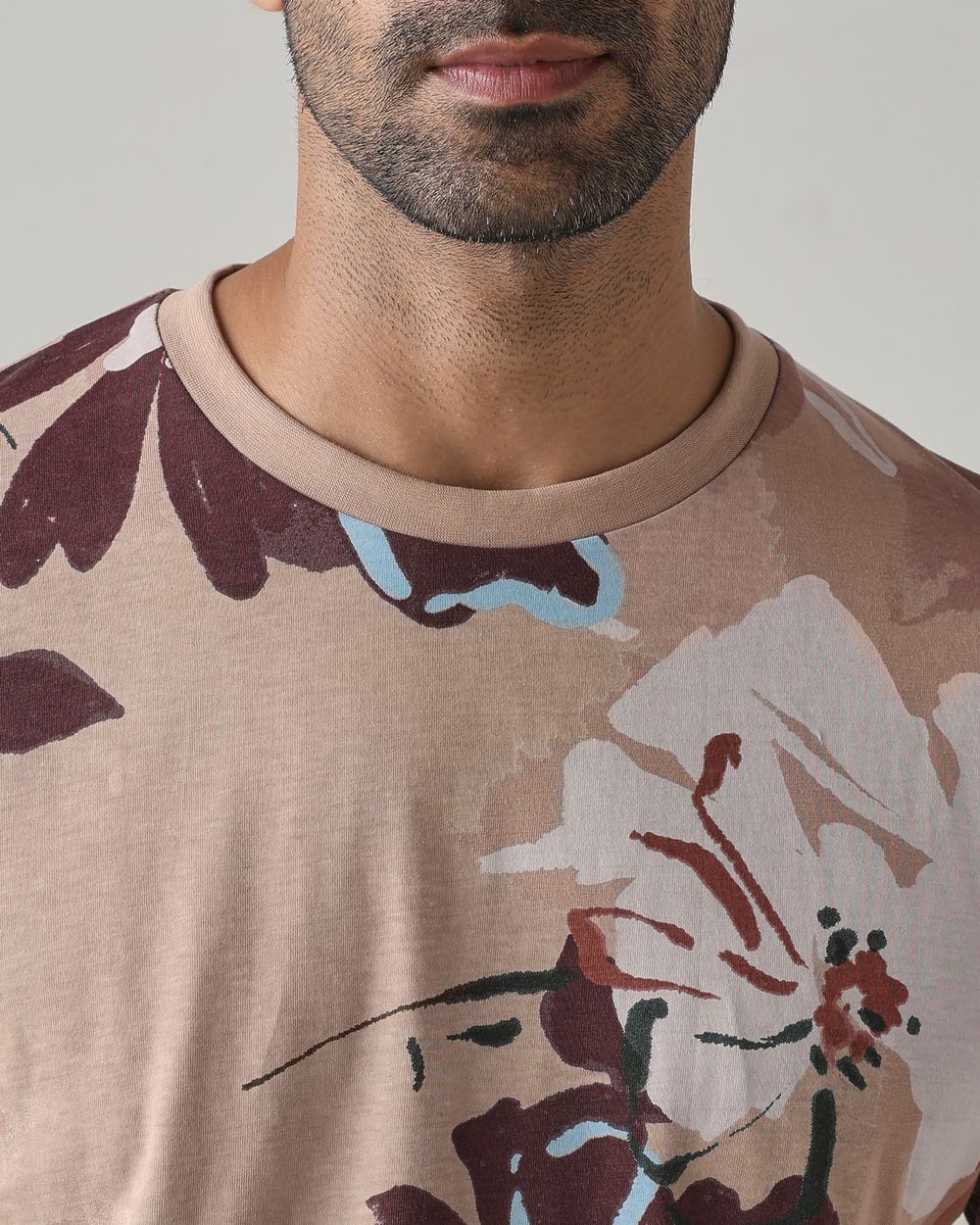 Light Brown Floral Print T-Shirt