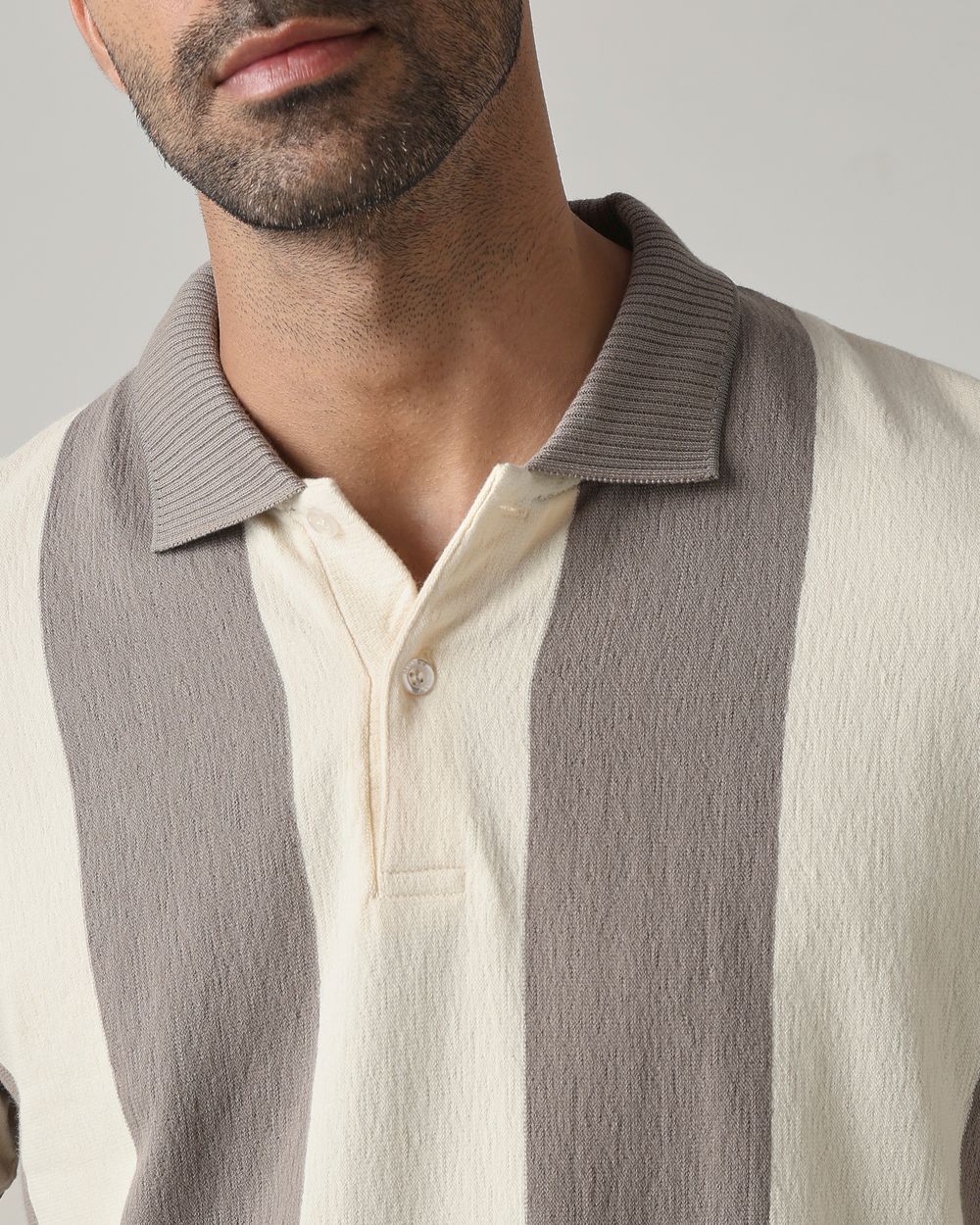 Grey Awning Stripe Polo