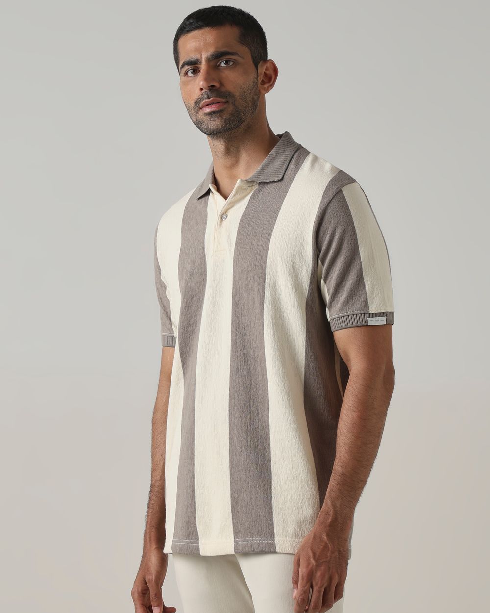 Grey Awning Stripe Polo