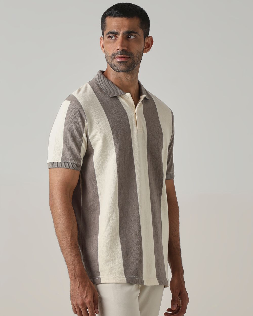 Grey Awning Stripe Polo
