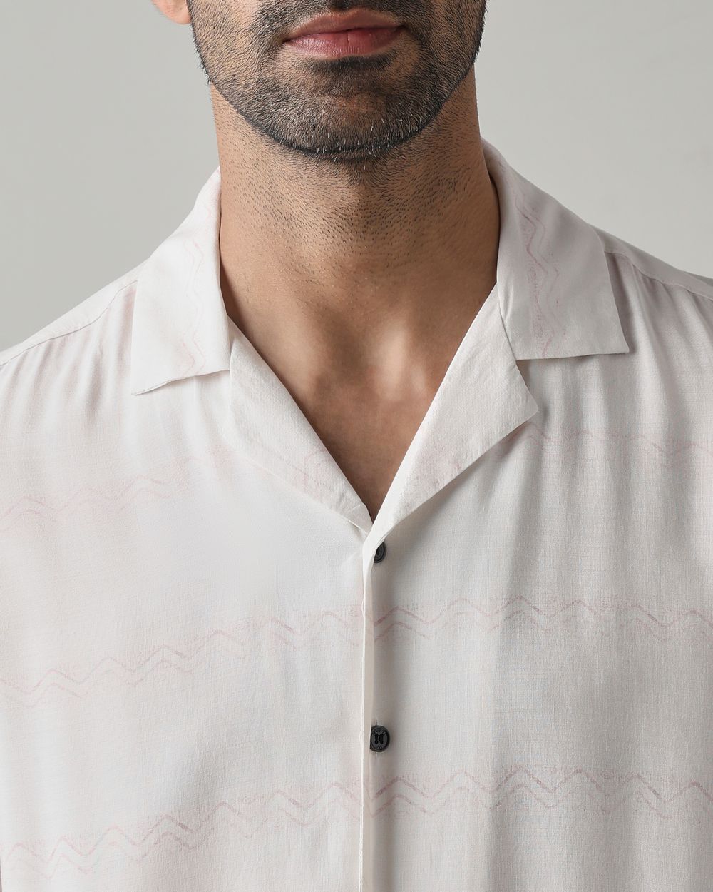 Off White Resort Print Relaxed Fit Casual Shirt