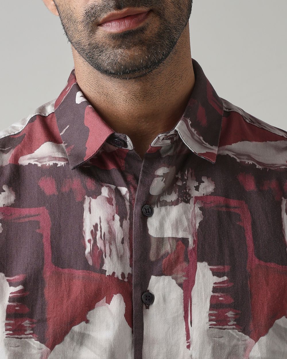 Plum Digital Print Slim Fit Casual Shirt