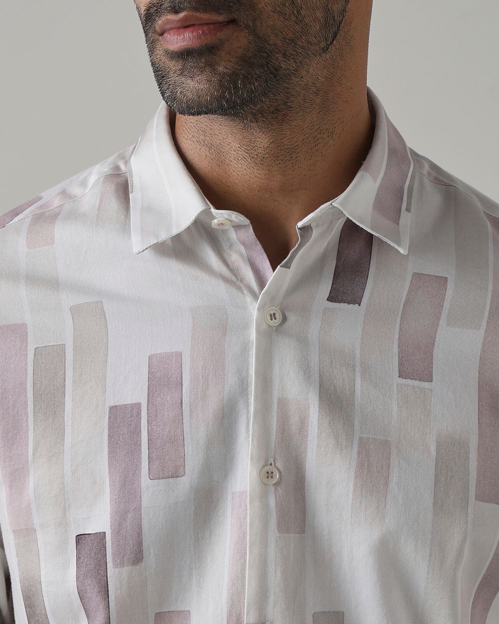 Pastel Pink Digital Print Slim Fit Casual Shirt