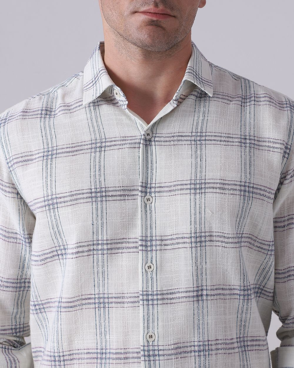 Teal Dobby Check Slim Fit Casual Shirt